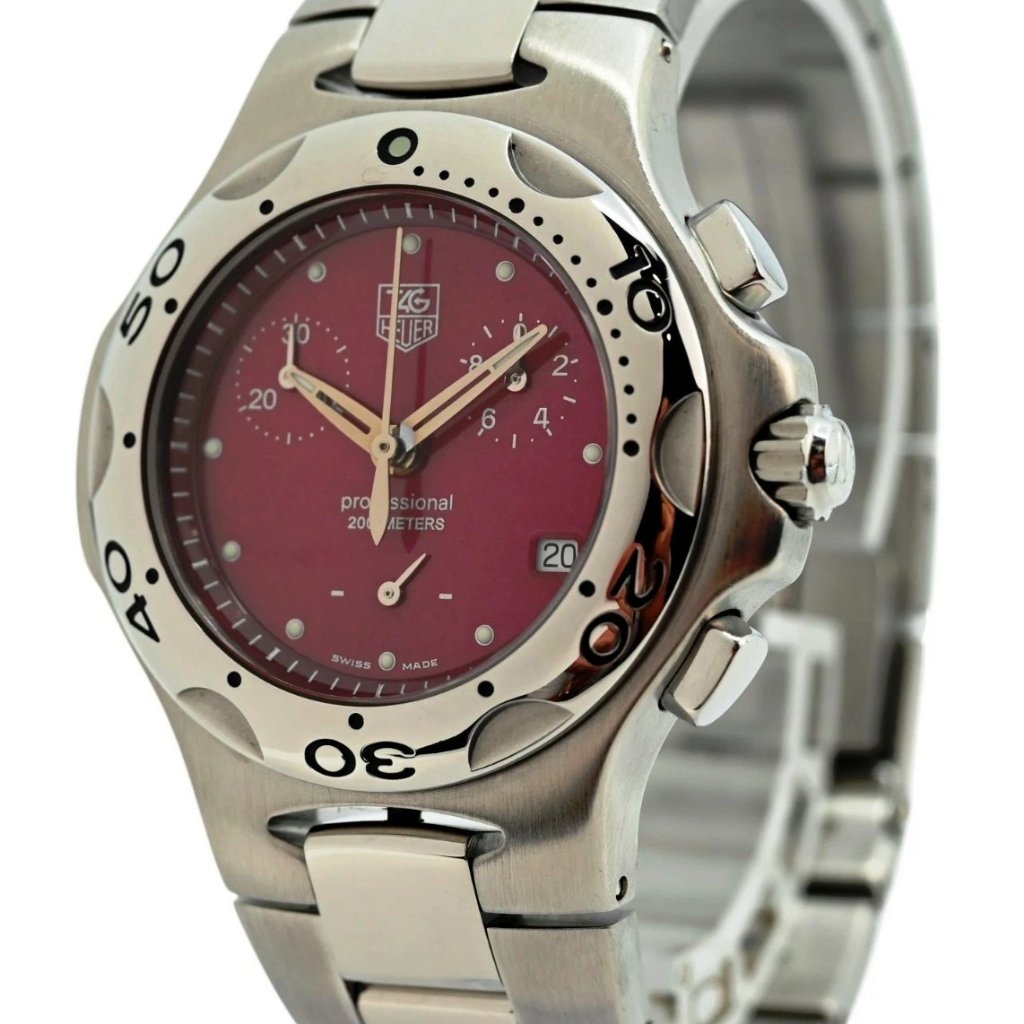 Vintage Ladies 34mm Tag Heuer Kirium Purple Dial Chronograph Watch